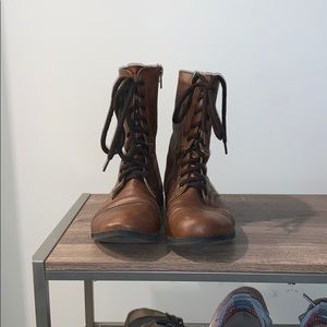 Brown combat boots